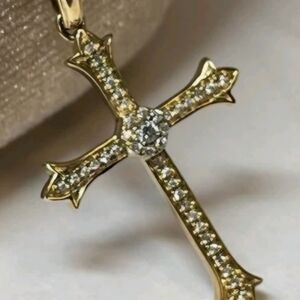 Elegant Cross Pendant Sterling Silver With 14k Gold Plating